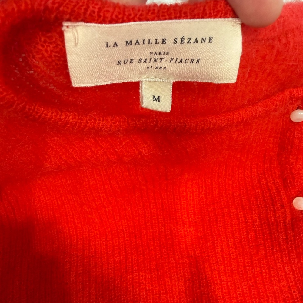 Sezane Gaspars Red Button Soft Cardigan Mohair Alpaca Sz M - Picture 8 of 11